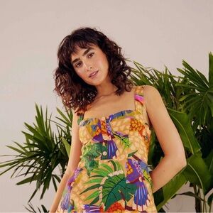 Farm Rio.  Sand Painted Toucans Mini Dress. Medium